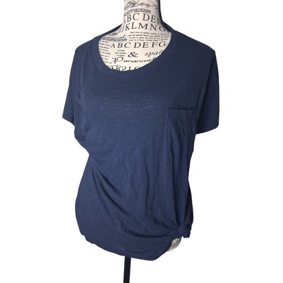 Lou & Grey small blue pocket tee with tied knot on hip nwot - Picture 1 of 5